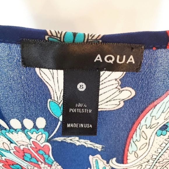 Aqua Blue Paisley Floral Fit & Flare Mini Dress Small Preowned - Picture 8 of 8